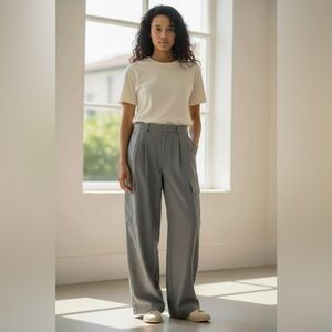 HOLLISTER Ultra High-Rise Wide-Leg Gray Pants Small NWT Cargo Pockets Corpcore